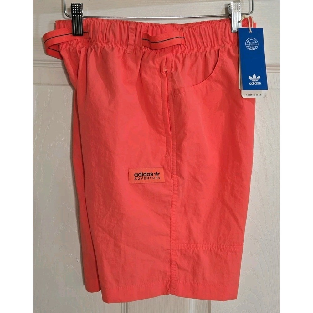 Adidas Marathon Shorts Mens XS Neon Pink Coral Elastic Waist Belted HF4798 NEW